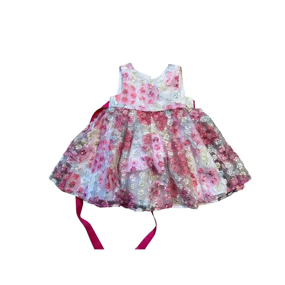 ISAAC MIZRHAI Baby girl dress, size 18 mos., Floral Pink & white